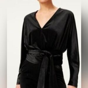 🇺🇸GOOD AMERICAN Velvet Wrap Top BLACK Sz 4/XL